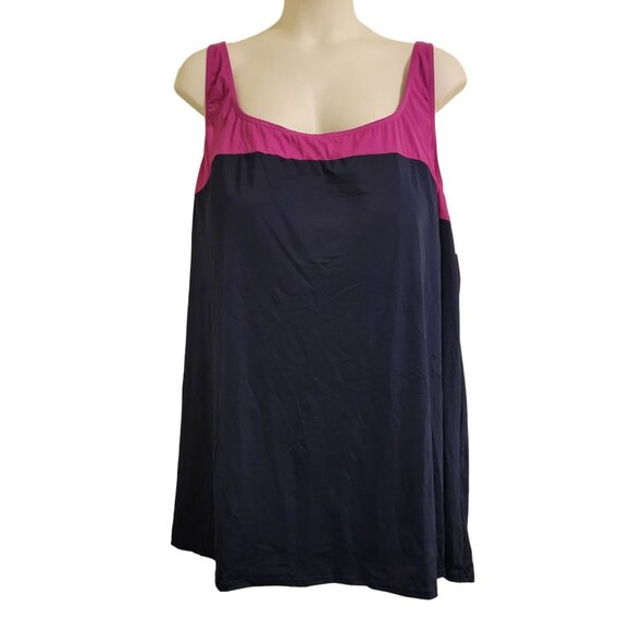 Swimsuits for All 34 Navy Blue Pink Tankini Dress Beach Swim Vacation Summer - Picture 2 of 8